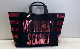 Victoria's Secret Sequin Logo Tote Bag Black Pink
