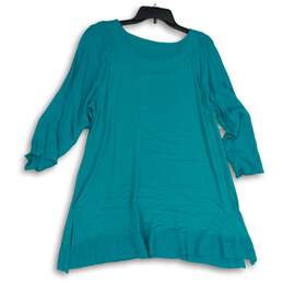 NWT Soft Surroundings Womens Blue Long Sleeve Scoop Neck Tunic Blouse Top Size L alternative image