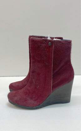 Calvin Klein Odelle Calf Hair Wedge Boots Berry Red 9.5 alternative image