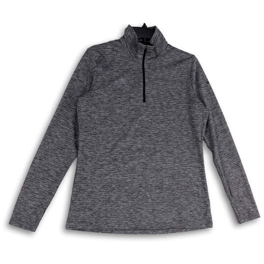 Mens Gray Heather Long Sleeve Quarter Zip Mock Neck Pullover Jacket Size XL image number 1