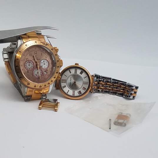 His and Hers Anne Klein Silver and Rose Gold 2 tone Quartz Watch Bundle image number 9