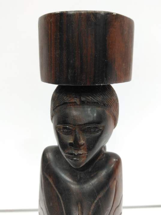 Wooden Hand Carved Lady with Baby Statuette image number 3