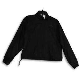 Womens Black Long Sleeve Hooded Full-Zip Windbreaker Jacket Size XS