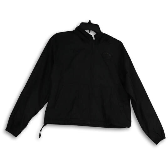 Womens Black Long Sleeve Hooded Full-Zip Windbreaker Jacket Size XS image number 1