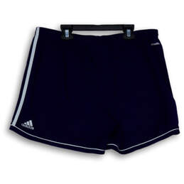 Womens Blue 3 Stripes Elastic Waist Flat Front Athletic Shorts Size XL