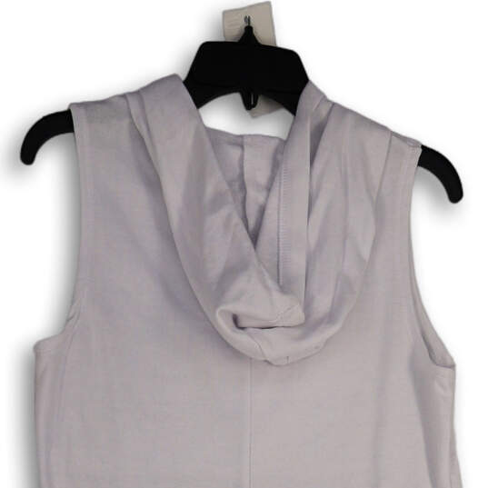 NWT Womens White Sleeveless Kangaroo Pocket Hooded Shift Dress Size Medium image number 4