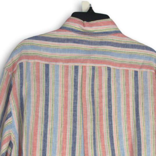 NWT Mens Multicolor Striped Long Sleeve Collared Button-Up Shirt Size L image number 4