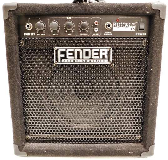 Fender Brand Rumble 15 Model Black Electric Bass Guitar Amplifier w/ Power Cable image number 1