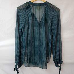 Maeve Button Up LS Green/Blue Shear Blouse Women's Small alternative image