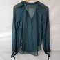 Maeve Button Up LS Green/Blue Shear Blouse Women's Small image number 2