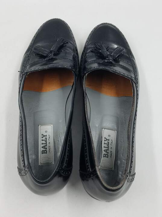 Authentic BALLY Black Tassel Loafers M 11D image number 6
