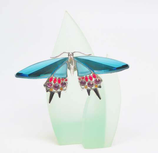 Daniel Swarovski Signed 925 Butterfly Paradise Collection Brooch w/ Stand 57.4g image number 2