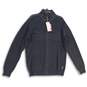 NWT Mens Black Knitted Mock Neck Flap Pocket Full-Zip Sweater Size XXXL image number 1