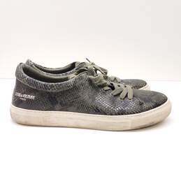 Zadig & Voltaire Snakeskin Embossed Leather Sneakers Green 11.5