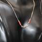 Sterling Silver Red Coral Bead Chain Necklace & Bracelet - 7.5g image number 2