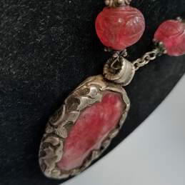 Sterling Silver Faceted Rhodochrosite Glass Pendant 20.5inch Toggle Necklace 54.4g alternative image