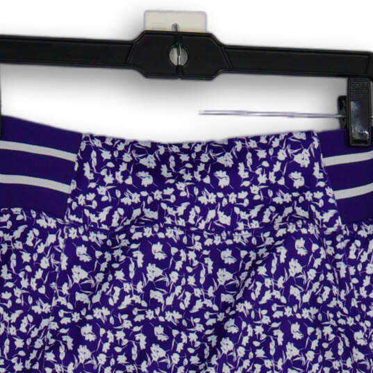 NWT Womens Blue White Floral Flat Front Elastic Waist Athletic Skort Size S image number 4
