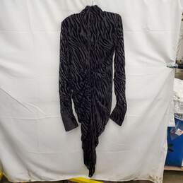 NWT Pretty Little Thing WM's Black Velvet Zebra Devore Draped Midi Dress Size 8 U.S