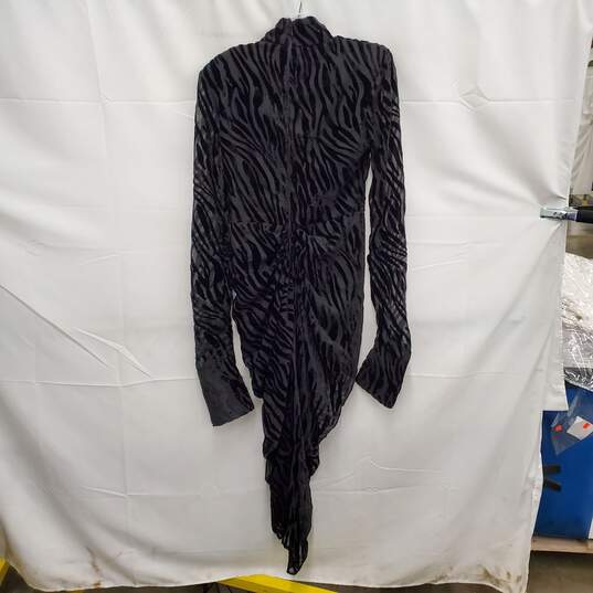 NWT Pretty Little Thing WM's Black Velvet Zebra Devore Draped Midi Dress Size 8 U.S image number 1