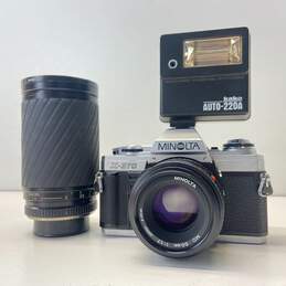 Minolta X-370 35mm SLR Camera with 2 Lenses & Flash