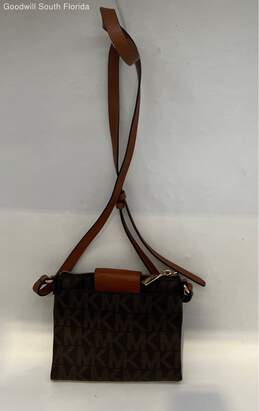 Michael Kors Womens Fulton Brown Signature Print Leather Zip Top Crossbody Bag alternative image