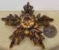 Vintage Hollycraft Gold Tone Brown Crystal Snowflake Brooch 32.7g image number 2