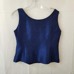 Kasper Women's Metallic Blue & Black Sleeveless Crop Top Size 4P alternative image