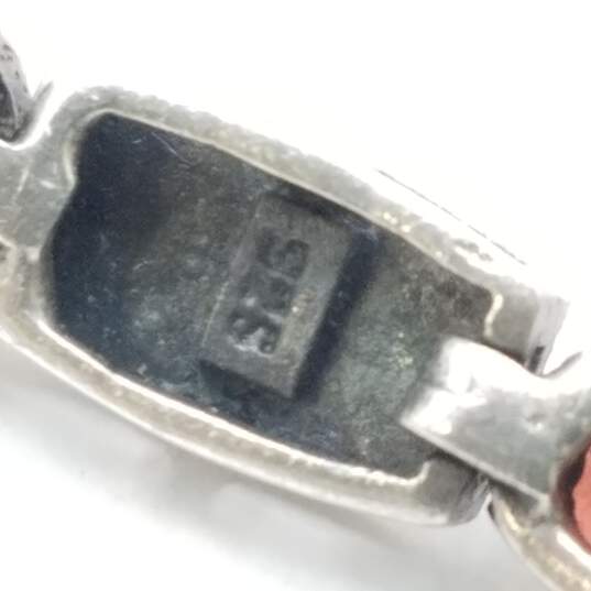 Sterling Silver Garnet Marcasite Link 7in Bracelet Damage  21.2g image number 3