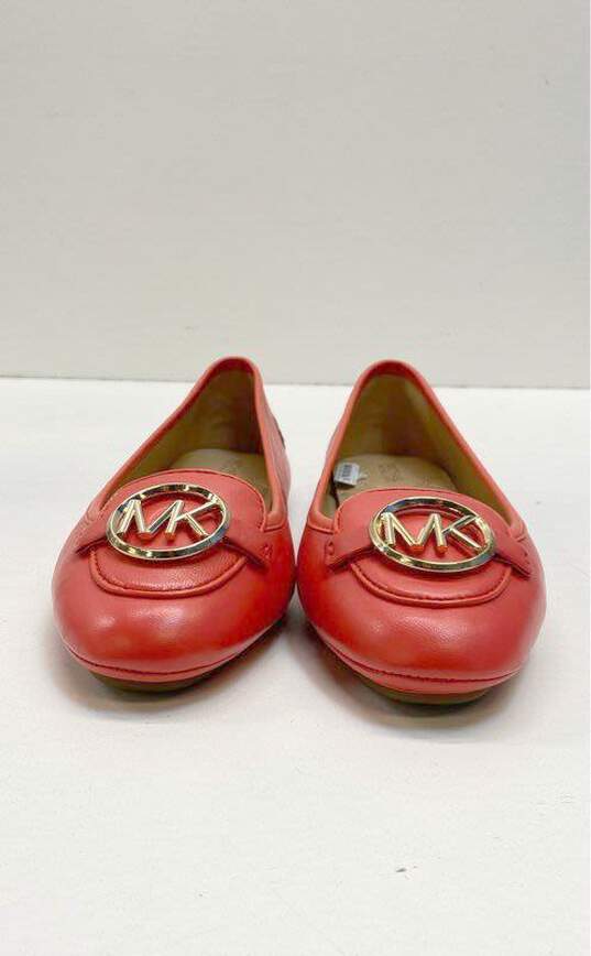 Michael Kors Orange Leather Ballet Flats Loafers Shoes Size 8 M image number 3