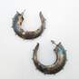 Sterling Silver Tribal Spike 3/4 Hoop Earrings 19.3g image number 6