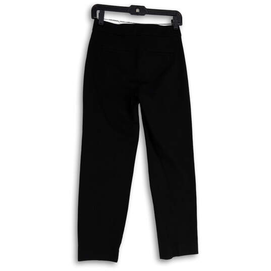 Womens Black Flat Front Slash Pocket Straight Leg Dress Pants Size 00 image number 2
