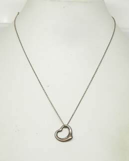 Tiffany & Co & Elsa Peretti 925 Open Heart Pendant Chain Necklace 3.1g