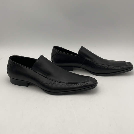 NWT Mens Wesley 83FW17 Black Leather Square Toe Slip-On Loafer Shoes Sz 9 image number 1