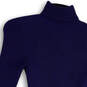 Womens Blue Ribbed Turtleneck Long Sleeve Pullover Sweater Size Small image number 3