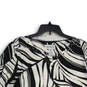 Womens Black White Slit Neck Long Sleeve Pullover Blouse Top Size XL image number 3