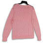 Womens Pink Knitted Round Neck Long Sleeve Pullover Sweater Size Medium image number 2
