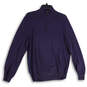 Womens Blue Quarter Zip Mock Neck Long Sleeve Pullover Sweater Size Medium image number 2