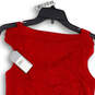 NWT Womens Red Sleeveless Shiny Ruched Short Mini Dress Size Small image number 4