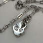 Designer Swarovski Silver-Tone Rhinestone Heart Shaped Pendant Necklace image number 4