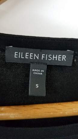 Eileen Fisher Scoop-Neck 3/4-Sleeve Silk Top Size S Black alternative image