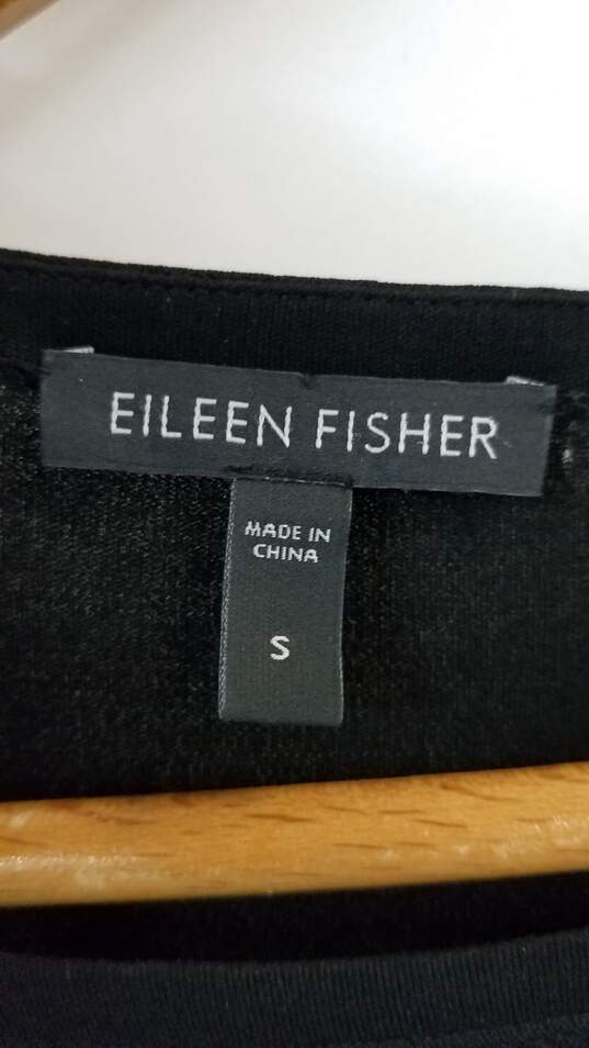 Eileen Fisher Scoop-Neck 3/4-Sleeve Silk Top Size S Black image number 2