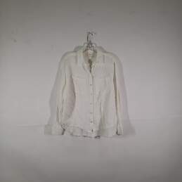 NWT Womens Chest Pockets Long Sleeve Collared Button-Up Shirt Size Small