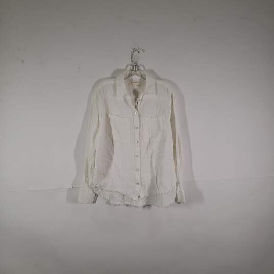 NWT Womens Chest Pockets Long Sleeve Collared Button-Up Shirt Size Small image number 1