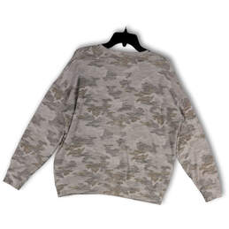 Womens Gray White Camouflage Crew Neck Long Sleeve Pullover Sweatshirt Sz M alternative image