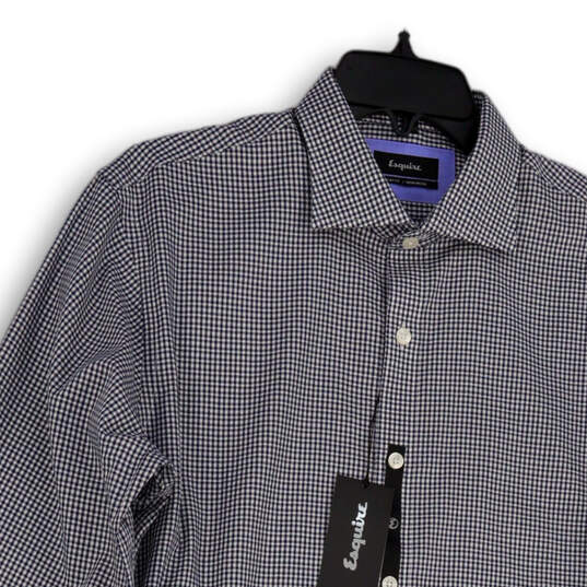 NWT Mens Black White Gingham Long Sleeve Collared Dress Shirt Size 15.5 image number 3