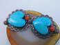 Vintage Frank & Brihilda Coriz 925 Sterling Silver Turquoise & Spiny Oyster Heart Clip-On Earrings 26.5g image number 2
