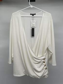 Cable & Gauge Womens Beige Long Sleeve Wrap Blouse Top Size 3X T-0544407-L
