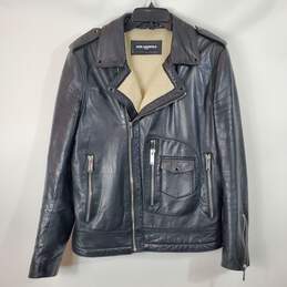 Karl Lagerfeld Men Black Leather Jacket M