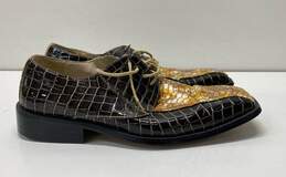 Hazan Patent Croc Embossed Oxford Dress Shoes Men's Size 10.5