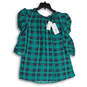 NWT Womens Green Blue Plaid 3/4 Sleeve Back Keyhole Blouse Top Size S image number 1